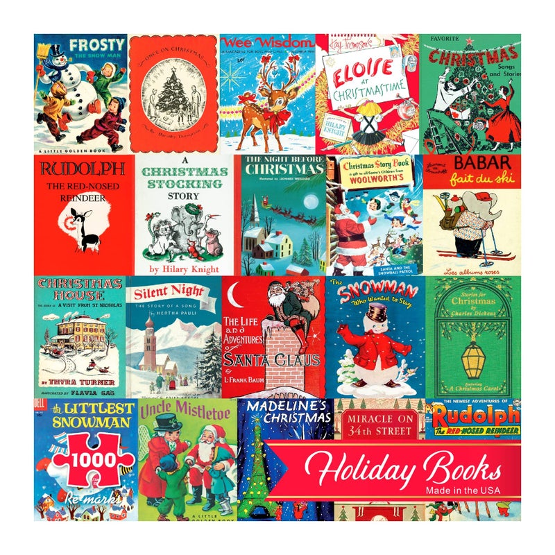 Re-marks Holiday Books Puzzle, Collage Puzzle for All Ages, 1000-Piece Christmas Puzzle - Image 1